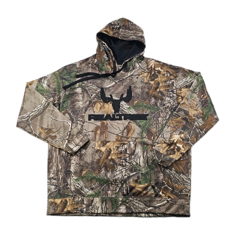 Realtree Buckhorn‎ River Hoodie Mens XL Camo Pullover Hunting Camping Sweatshirt